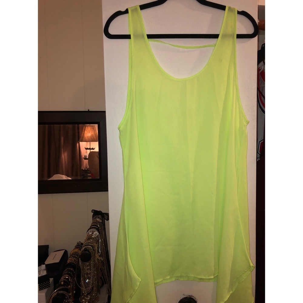Neon Lime Green Sheer Swim Cover Dress one size